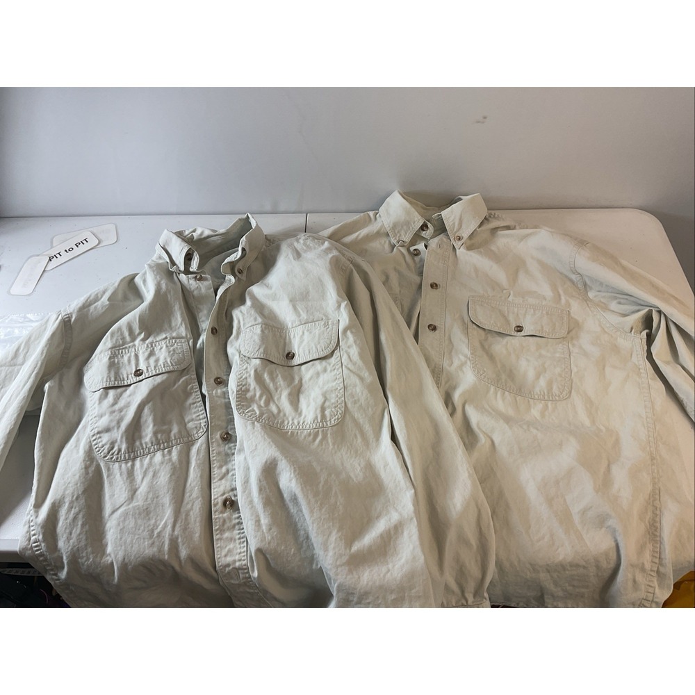 VTG Lot of 2 J Peterman‎ Mens Medium Khaki button down shirt, classic western
